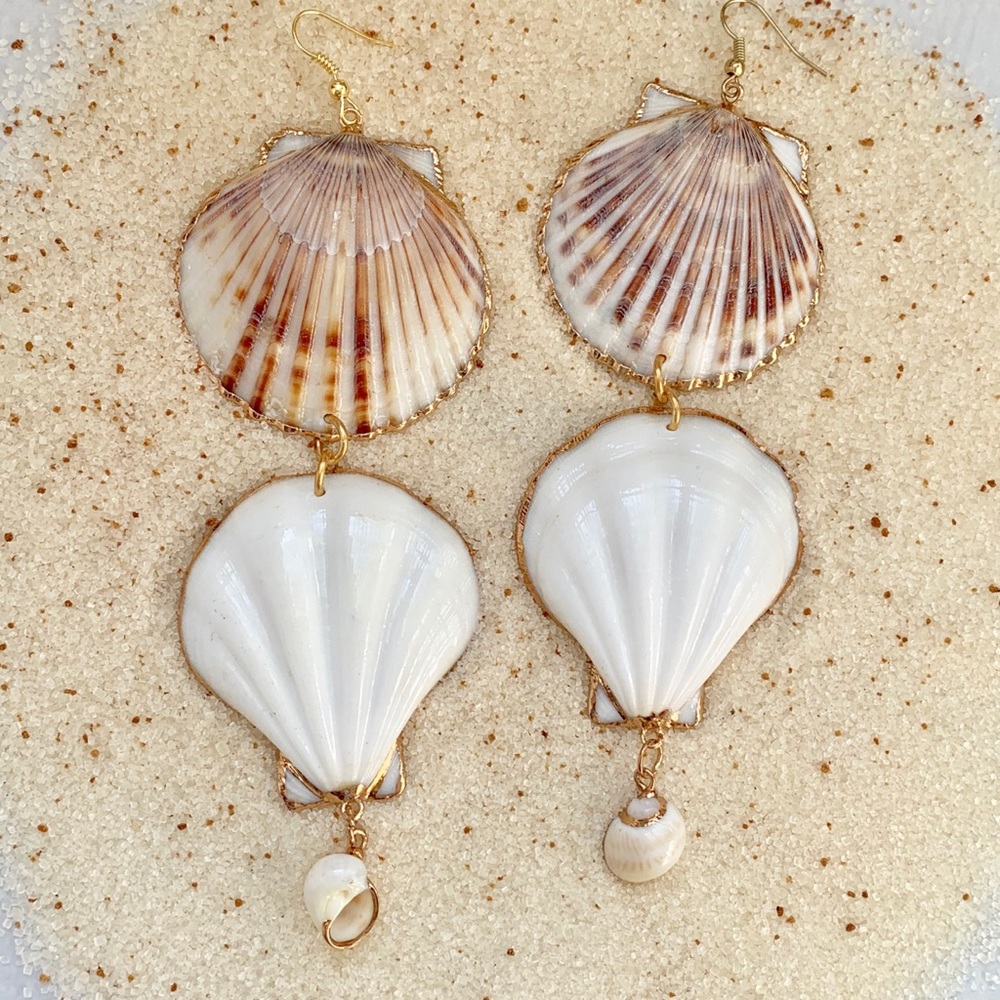 Custom Shell Drop Earrings - image 2